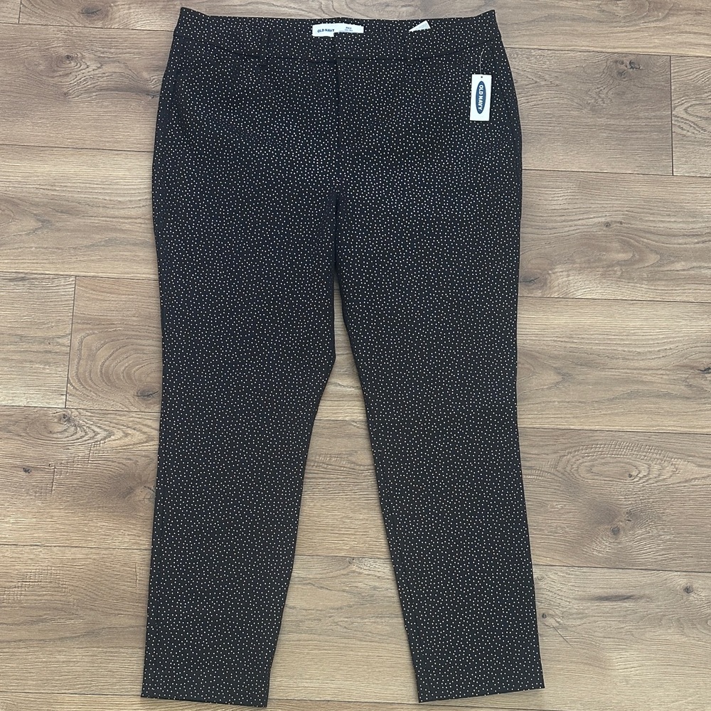 Old‎ Navy Pixie High-Rise Pants Size 16 Black Polka Dot NWT Office Work